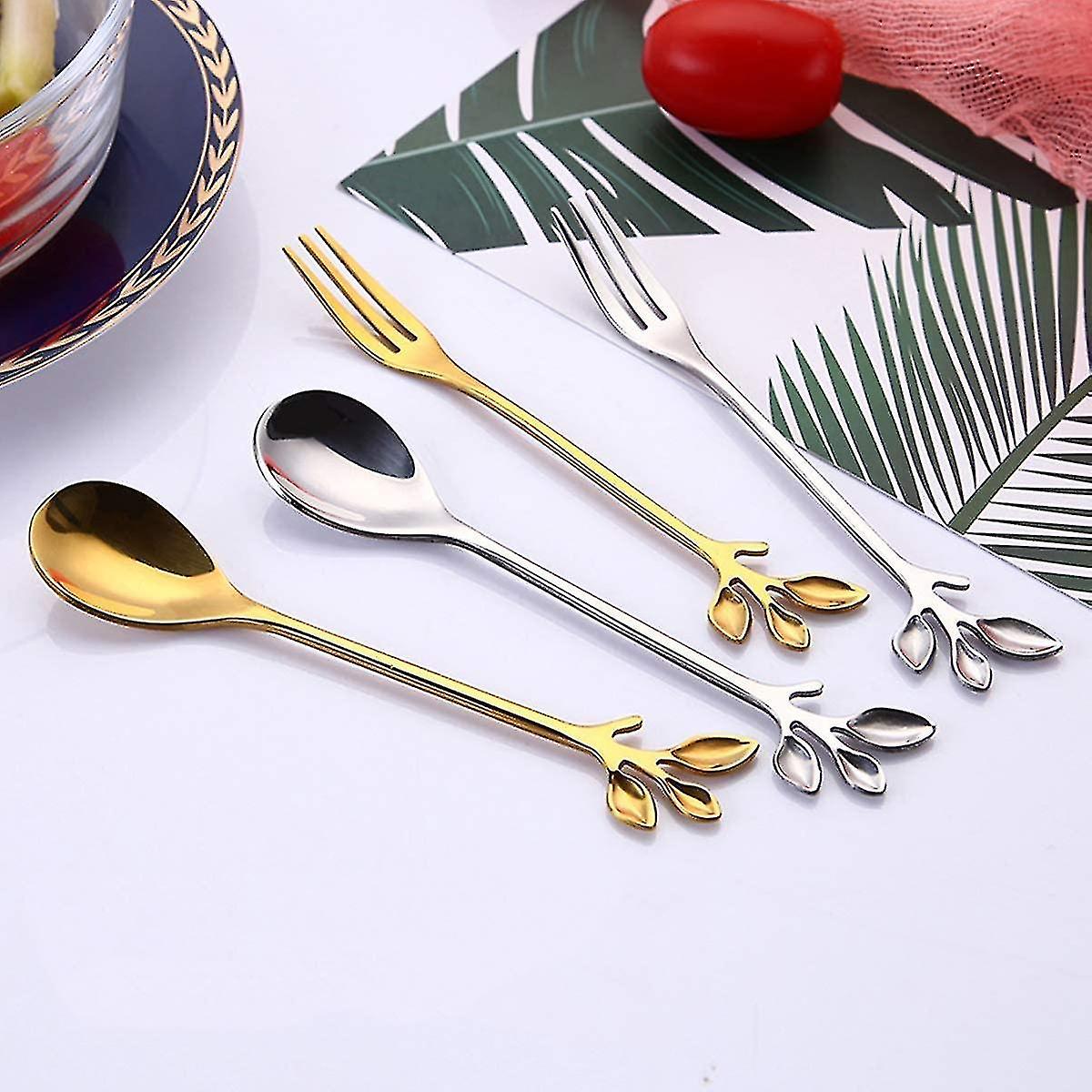 5 Cake Forks Stainless Steel Fork Set， Dessert Fork Set Fruit Fork， Small Forks Gift