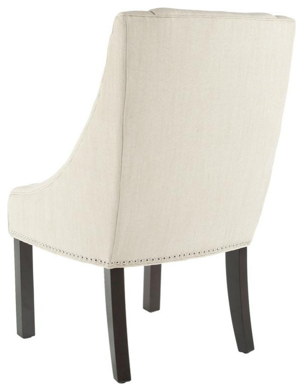 Paulin 20  x27 x27h Sloping Arm Dining Chair Set of 2 Silver Nail Heads Beige / Espress   Transitional   Dining Chairs   by Virgil Stanis Design  Houzz