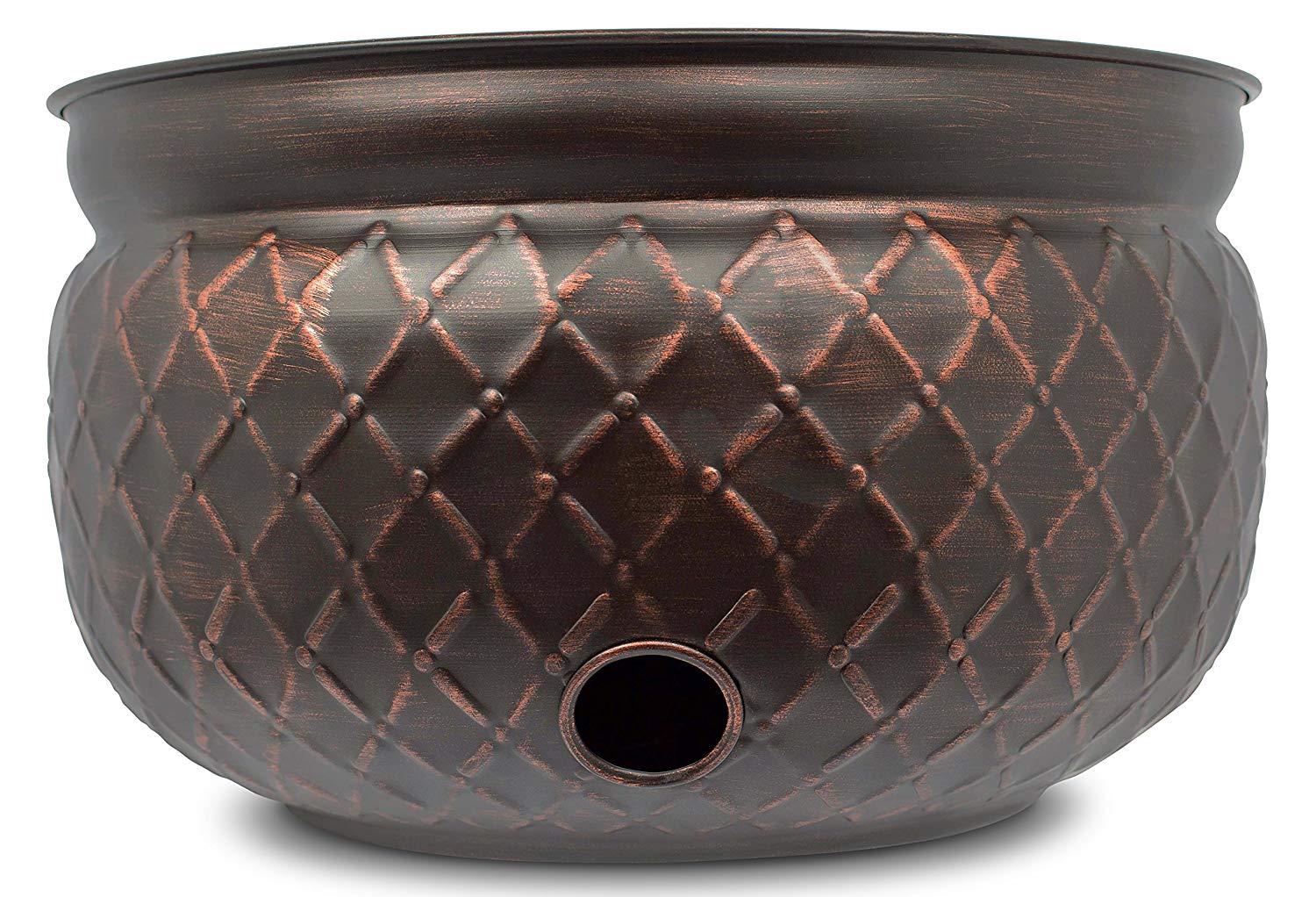 BirdRock Home Decorative Water Hose Pot - Open Top - Steel Metal with Copper Accents - 100ft