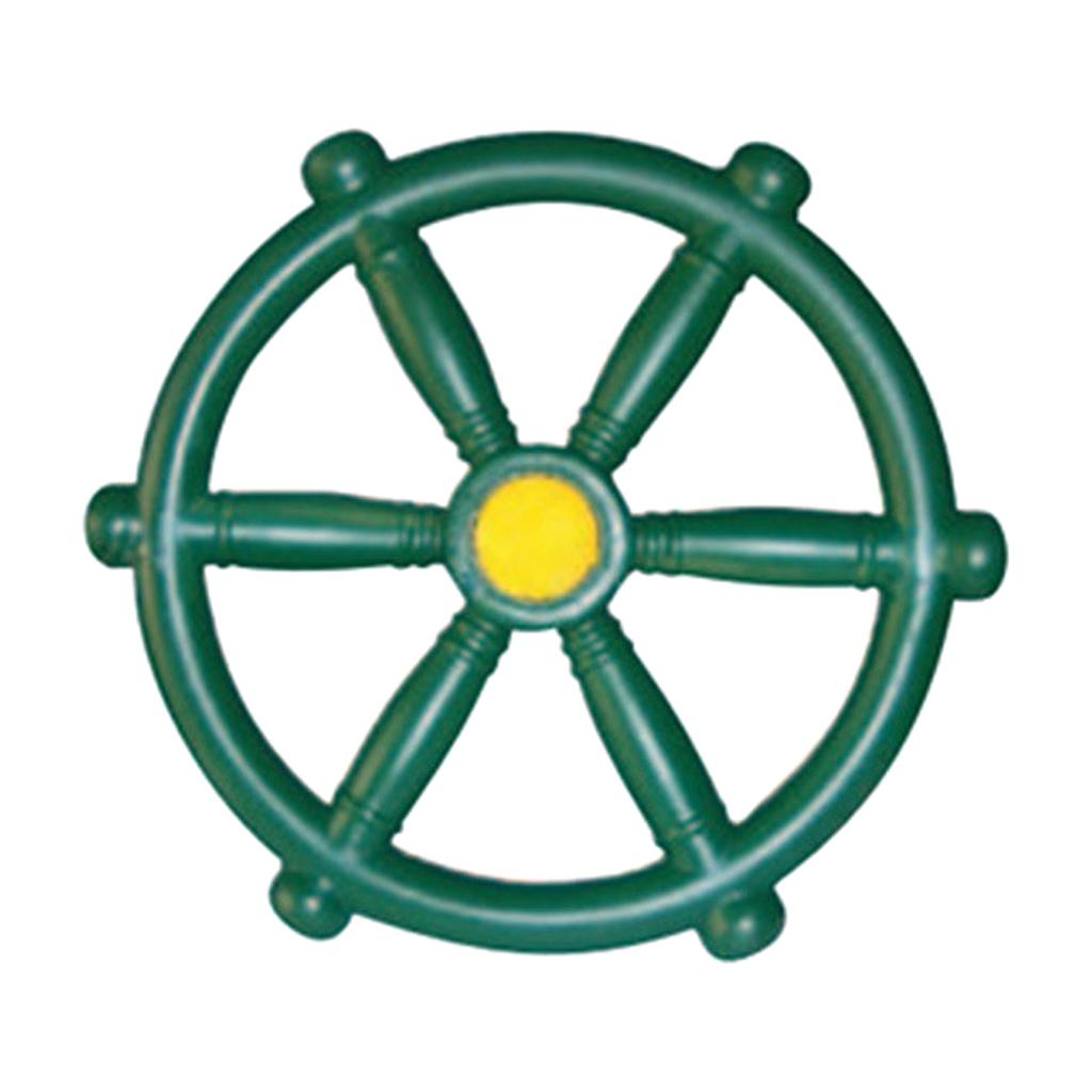 Pirate Ship Wheel for Kids Outdoor Playhouse， Treehouse， Backyard Playset Or Swingset， Playground Accessories， Wooden Attachments Parts - green