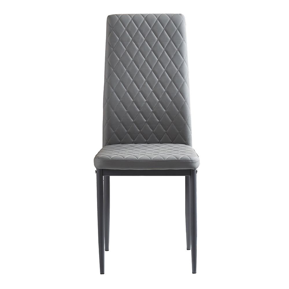 Dining Chair Leather Diamond Grid Pattern Home Conference Chair Set Of 4   20.47*15.75 *37.8INCH