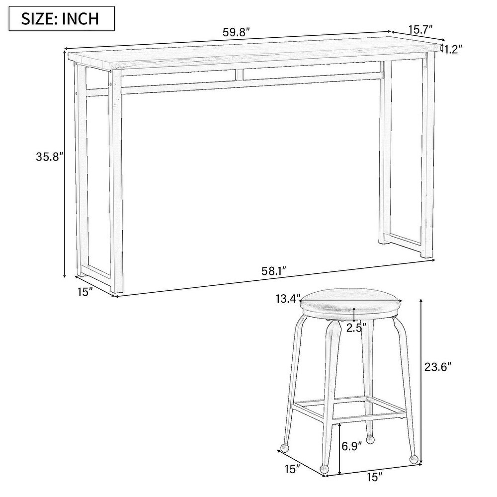 Kitchen counter height dining table with 3 barstools