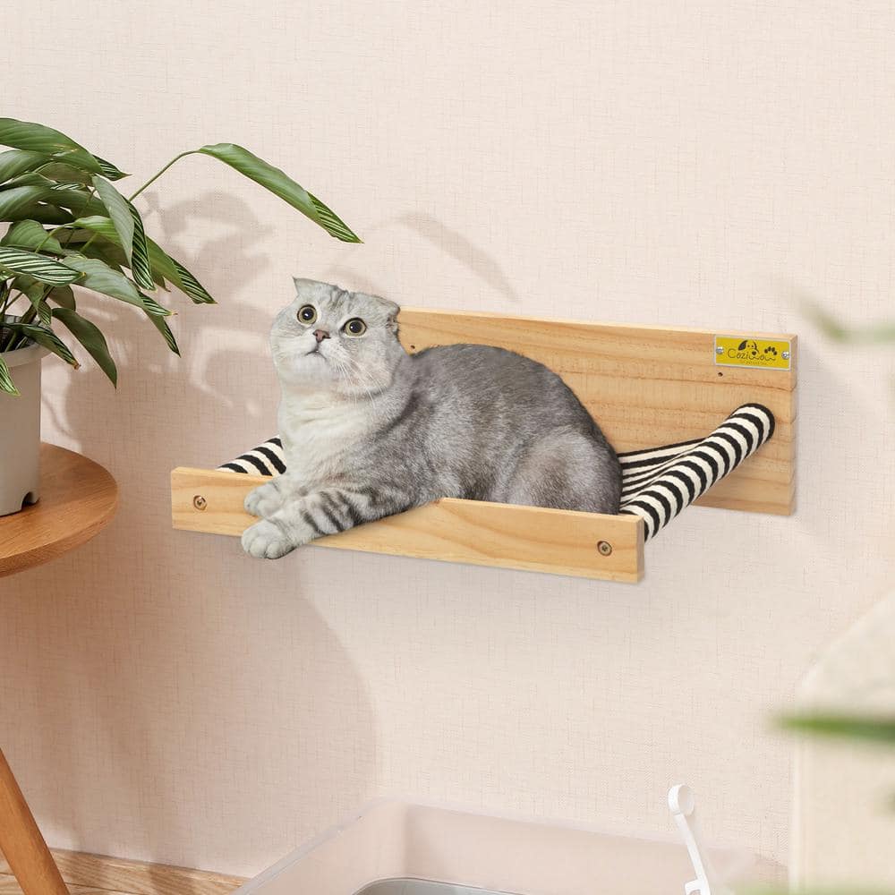 COZIWOW Cat Perch Shelf Wall-Mounted Wooden Hammock, Medium CW12B0505