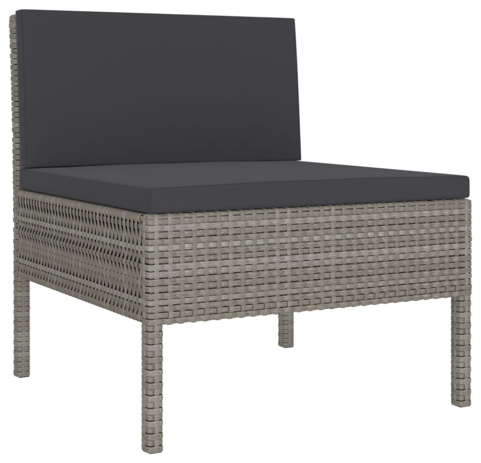 vidaXL Patio Lounge Set with Cushions 8 Pieces Poly Rattan Black Seat Yard   Tropical   Outdoor Sofas   by vidaXL LLC  Houzz