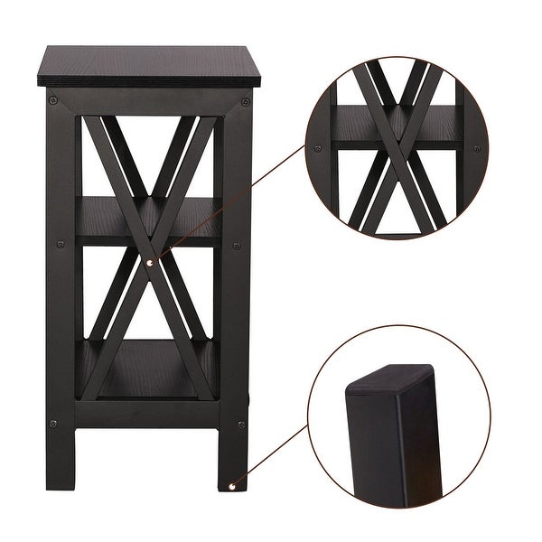 Modern End Table with 3-Tier Open Storage Shelves