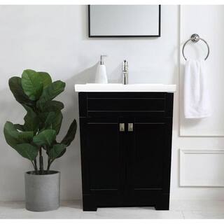 Dreamwerks 24 in. W x 22 in. D x 33 in. H Trenta Vanity in Black with White Ceramic Vanity Top Trenta-24-Black