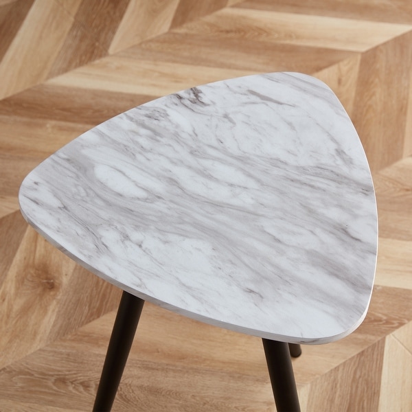 Modern Minimalism Faux Marble End Side Table Accent Coffee Table Triangle Nightstand for Living Room Bedroom Small Space