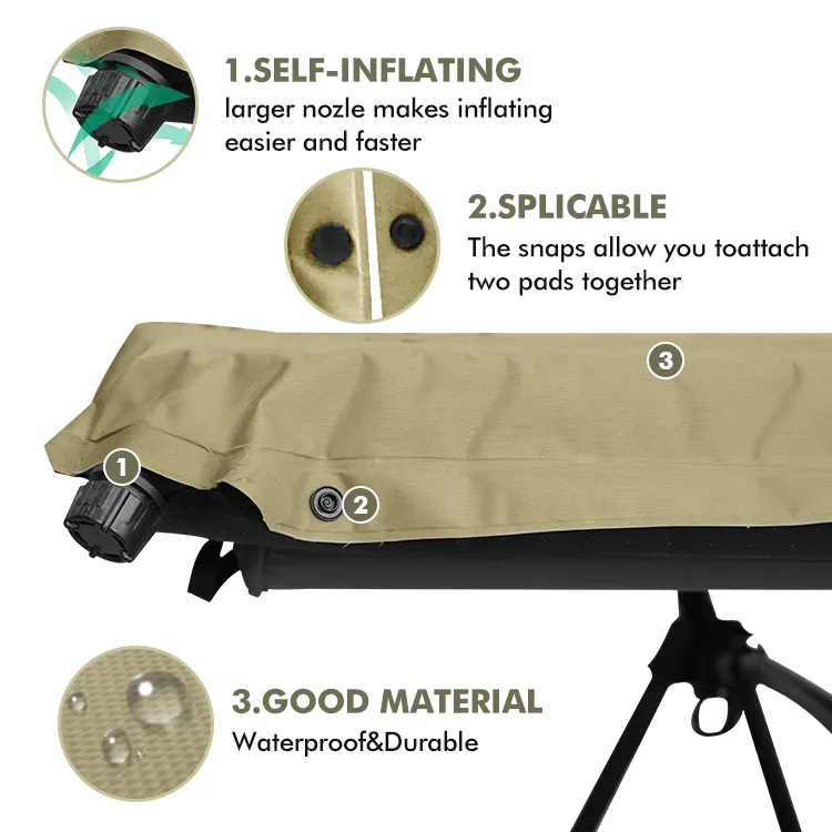 KingGear Outdoor Large Valve Inflatable Camping Mattress Pad Connectable Sponge Insulated Sleeping Pad for Camping