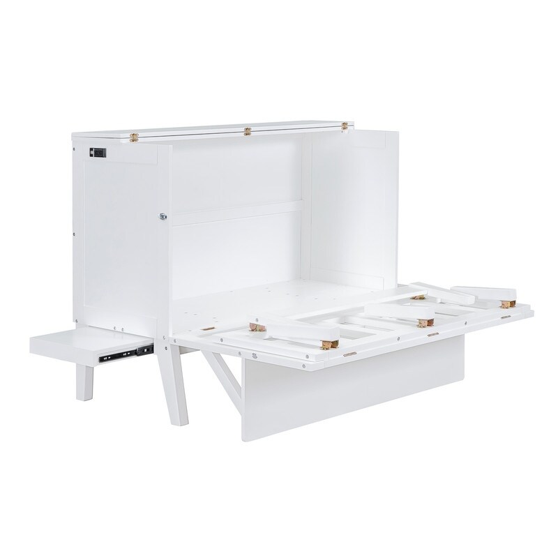 Modern Murphy Cube Full Cabinet Bed with USB Port  White