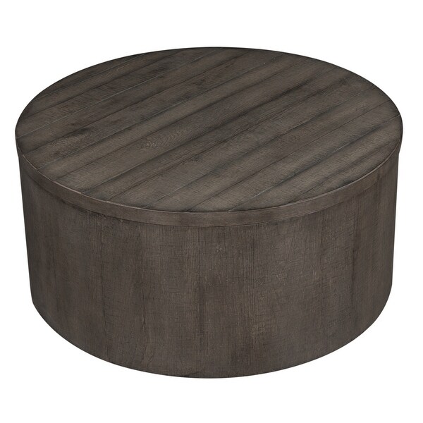 Modern Farmhouse Dusty Charcoal Distressed Drum Cocktail Table