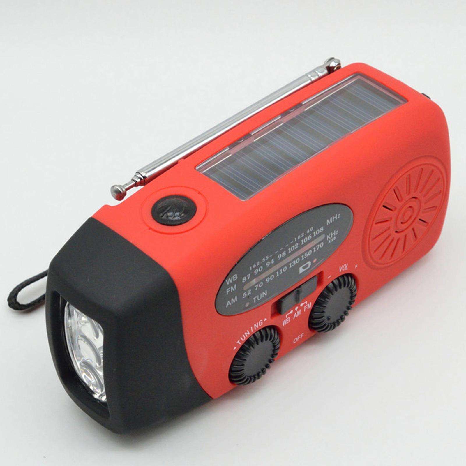 Portable Radio With Am/fm Flashlight Reading Lamp Noaa Weather Mobile Power Source For Emergency Solar Powered Crank Handheld Radio