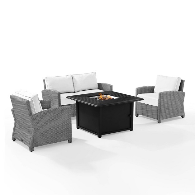 Bradenton 4pc Wicker Seating Set With Fire Table Crosley