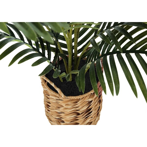 Artificial Plant，24 Tall，Palm，Indoor，Faux，Fake，Table，Floor，Greenery，Potted，Real Touch，Decorative，Green Leaves