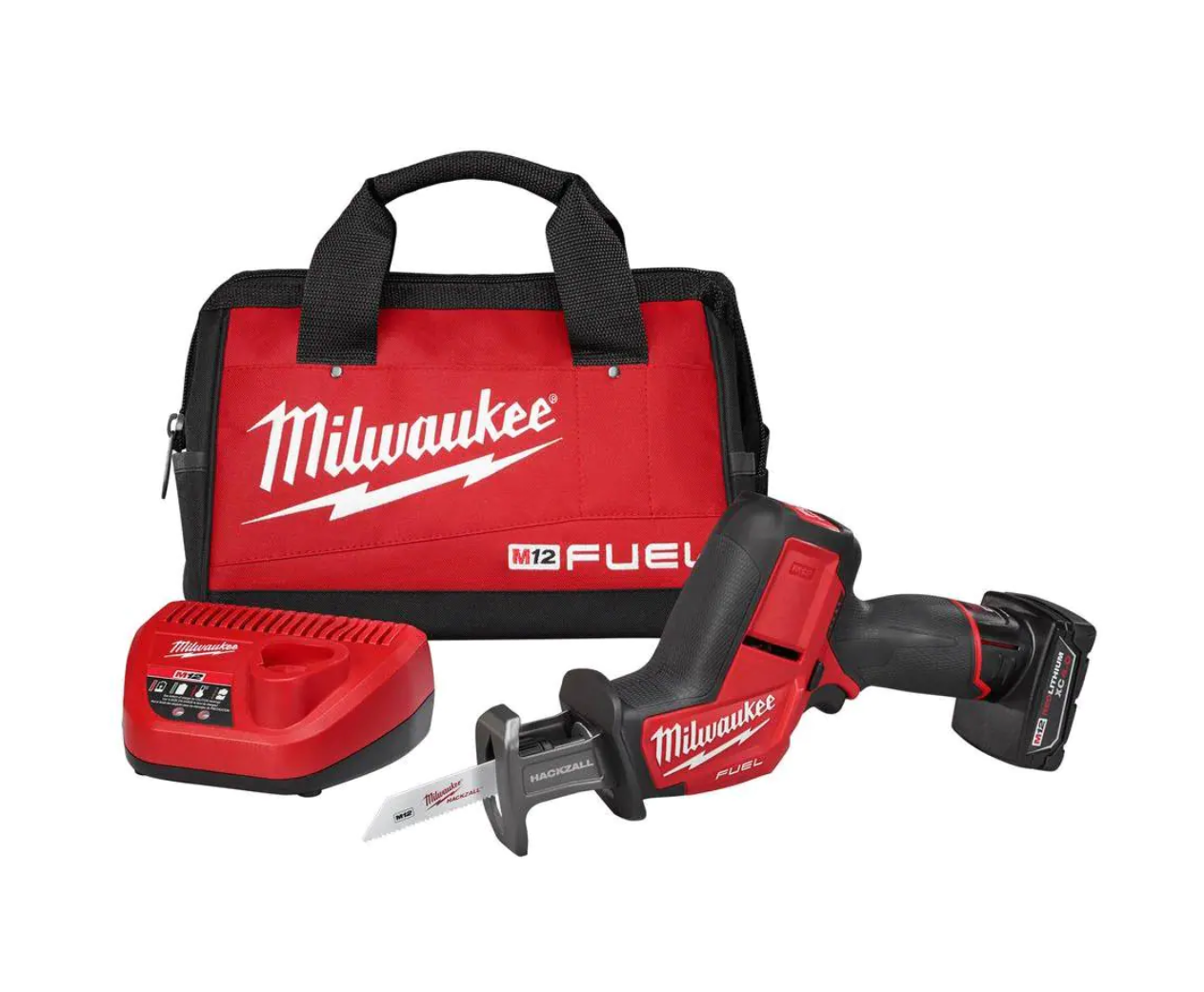 Milwaukee 2520-21XC-2415-20 M12 FUEL 12-Volt Lithium-Ion Brushless Cordless HACKZALL Reciprocating Saw Kit with M12 3/8 in. Right Angle Drill