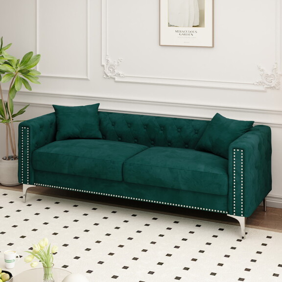 2155 sofa includes 2 pillows 78 green velvet sofa...