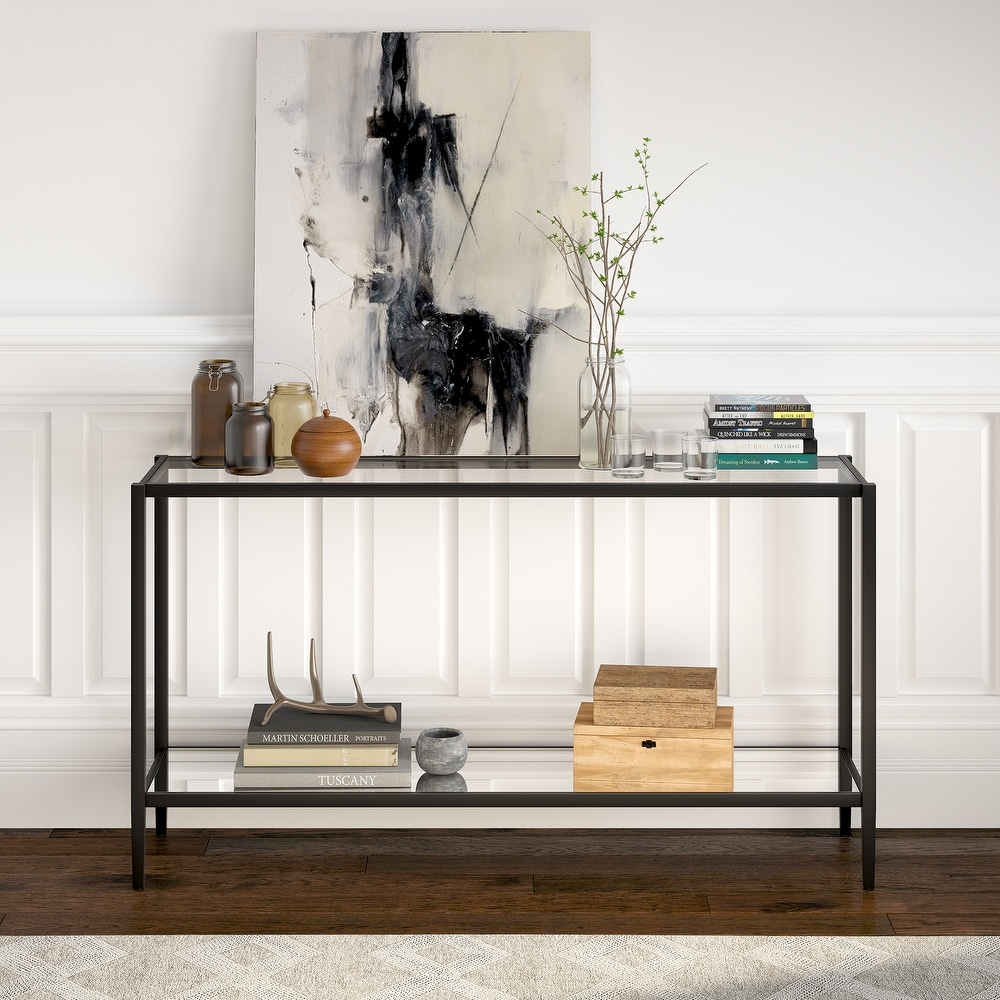 Hera Rectangular Console Table with Mirror Shelf