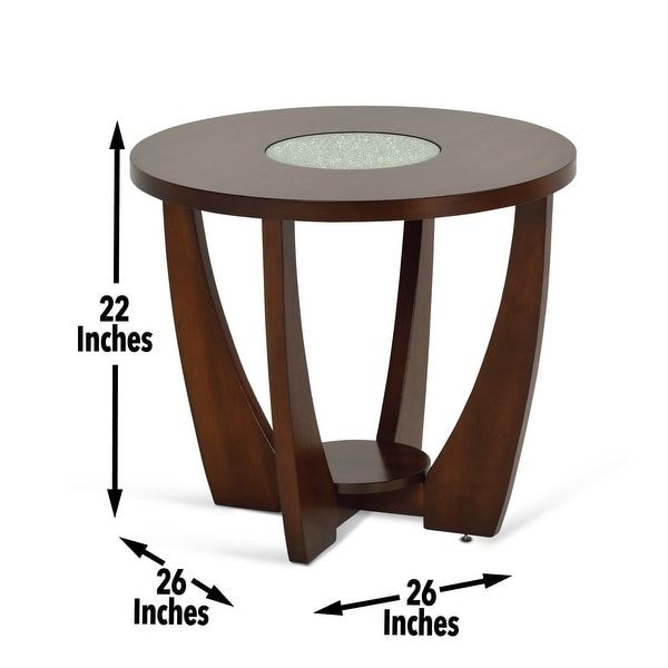 Cherry Solid Wood End Table w/CrackedGlass