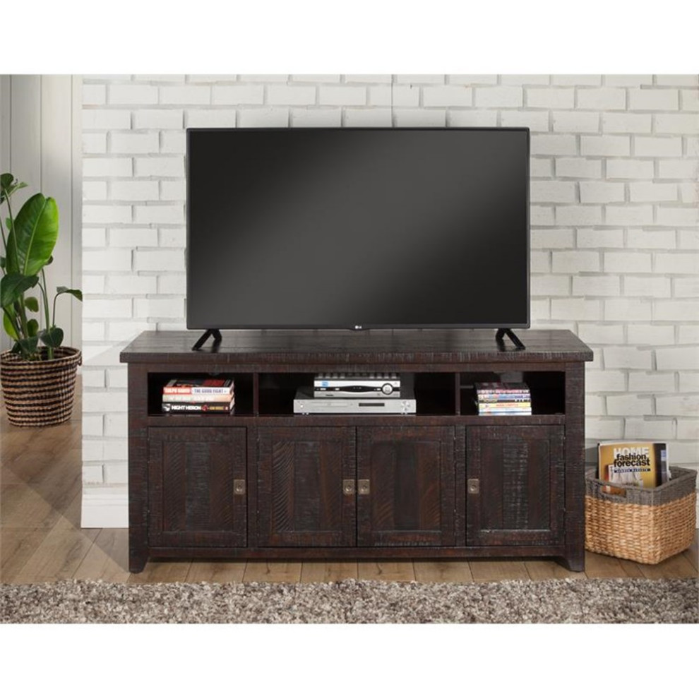 Bowery Hill Coffee Plantation 65 quotSolid Wood TV Stand Espresso   Transitional   Entertainment Centers And Tv Stands   by Homesquare  Houzz