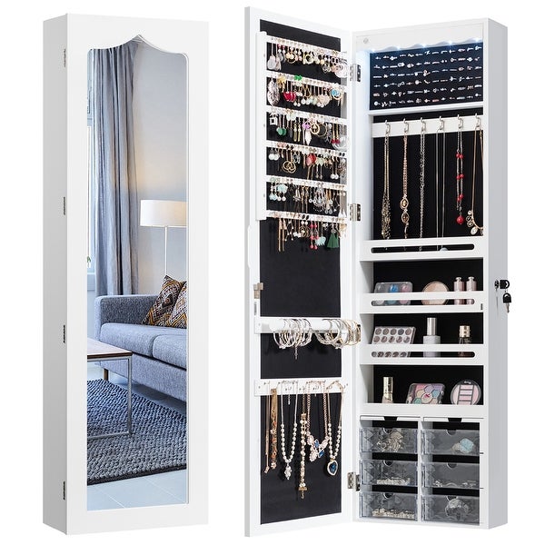 LED Mirror Jewelry Armoire Wall Door Mounted - - 31672953