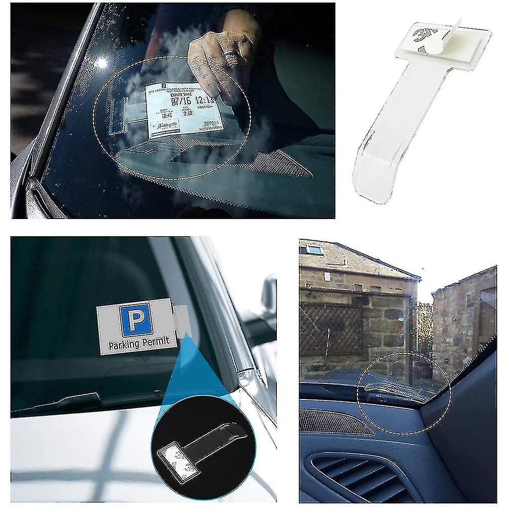 Parking Ticket Holders， 4 Pack Transparent Car Windshield Ticket Holders， Self Adhesive Tickets Clip