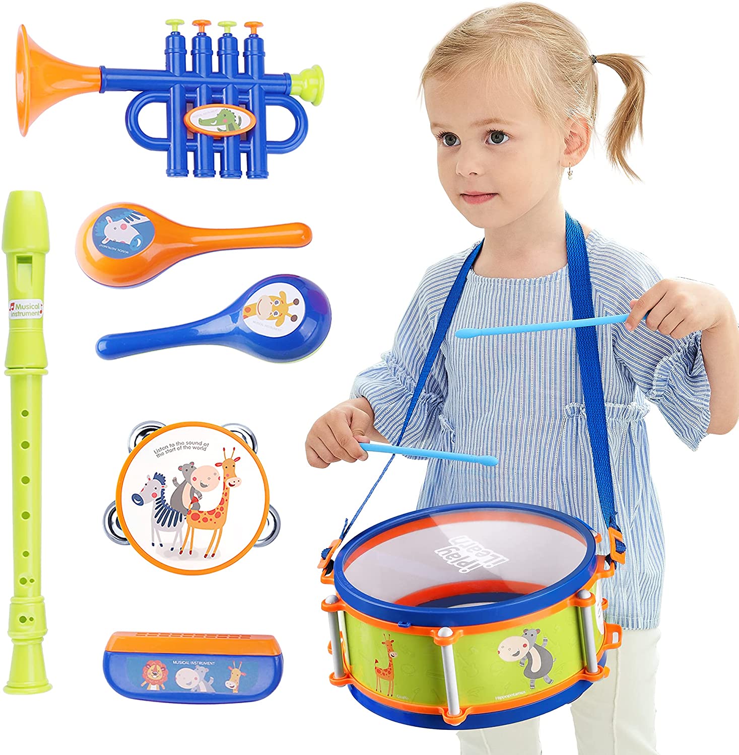 iPlay， iLearn Toddler Musical Instruments Toys， Kids Drum Set