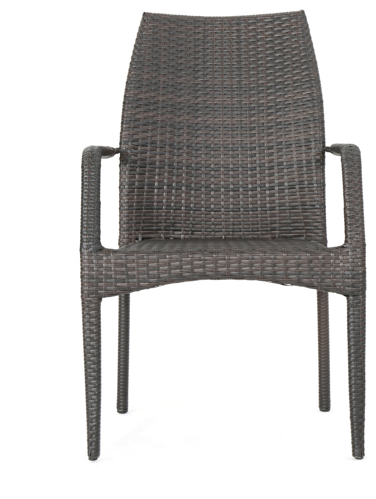 GDF Studio 5 Piece Michael Outdoor Multibrown Wicker Dining Set   Tropical   Outdoor Dining Sets   by GDFStudio  Houzz