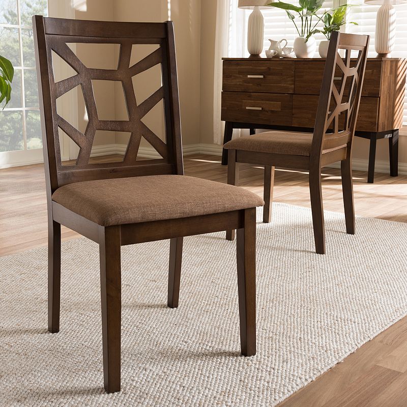 Baxton Studio Mid-Century Brown Dining Chair 2-piece Set