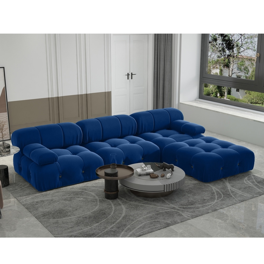 Modern Velvet Upholstered Large Modular Sectional Sofa