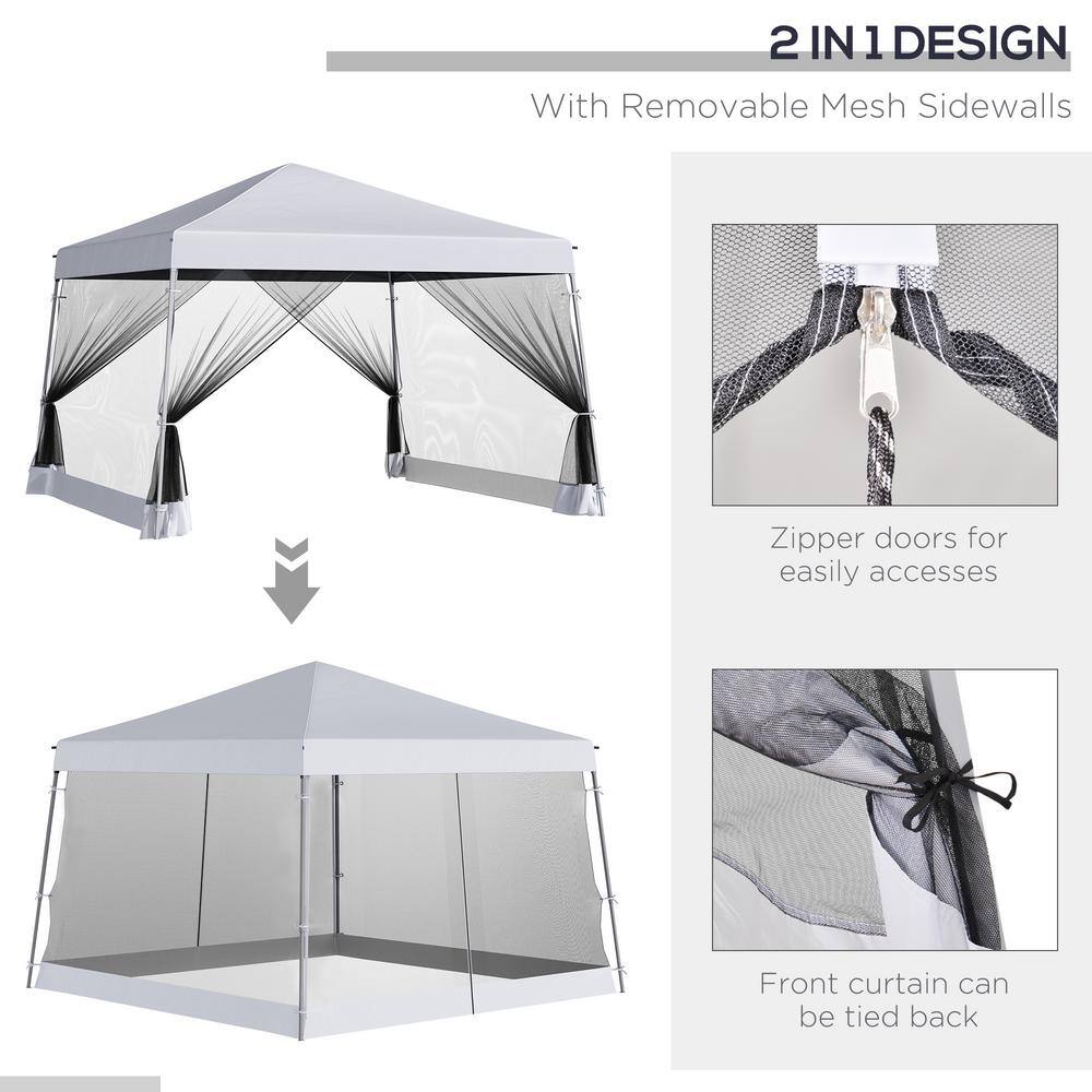 Outsunny 12 ft. x 12 ft. White Pop Up Canopy Foldable Canopy Tent with Carrying Bag 84C-155WT