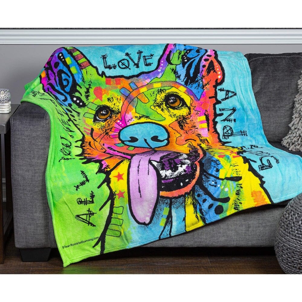 German Shepherd Super Soft Plush Fleece Throw Blanket by Dean Russo