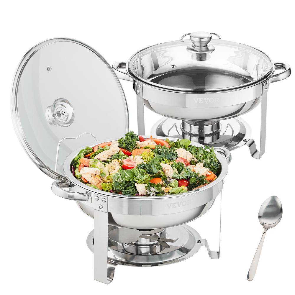 VEVOR 4 qt. Chafing Dish Buffet Set Stainless Steel Chafer with 2 Full Size Pans Round Catering Warmer Server (2-Piece) YXKCLJTYX24QTKHZ6V0