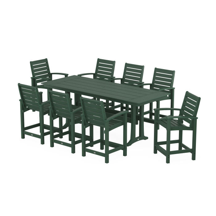 Polywood Signature 9-Piece Farmhouse Counter Set with Trestle Legs PWS1897-1