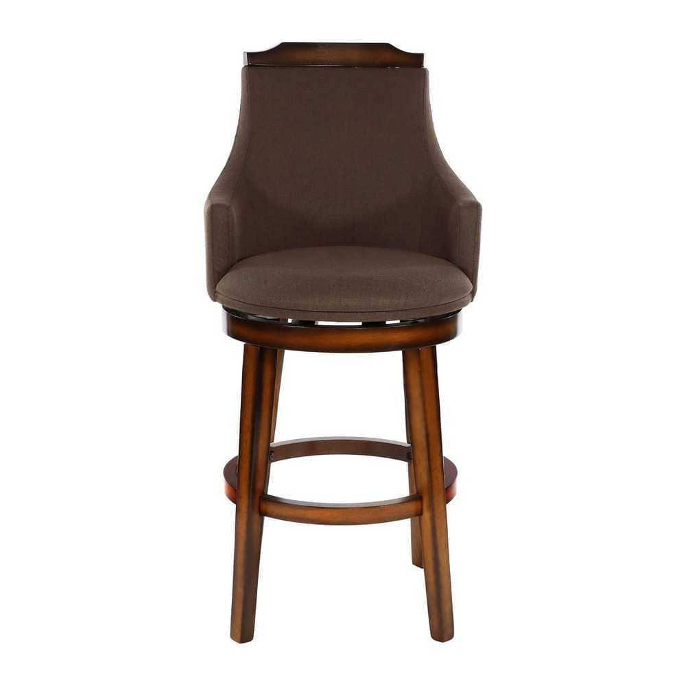 EVERGLADE HOME Toulon 45 in. Burnished Oak Full Back Wood Frame Swivel Pub Height Bar Stool with Fabric Seat (Set of 2) LX-5447-29FAS