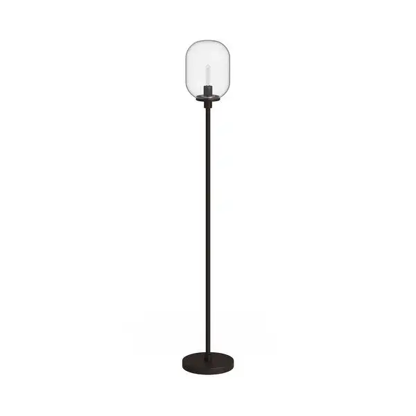 Agnolo Handmade Seeded Glass Blackened Bronze Floor Lamp