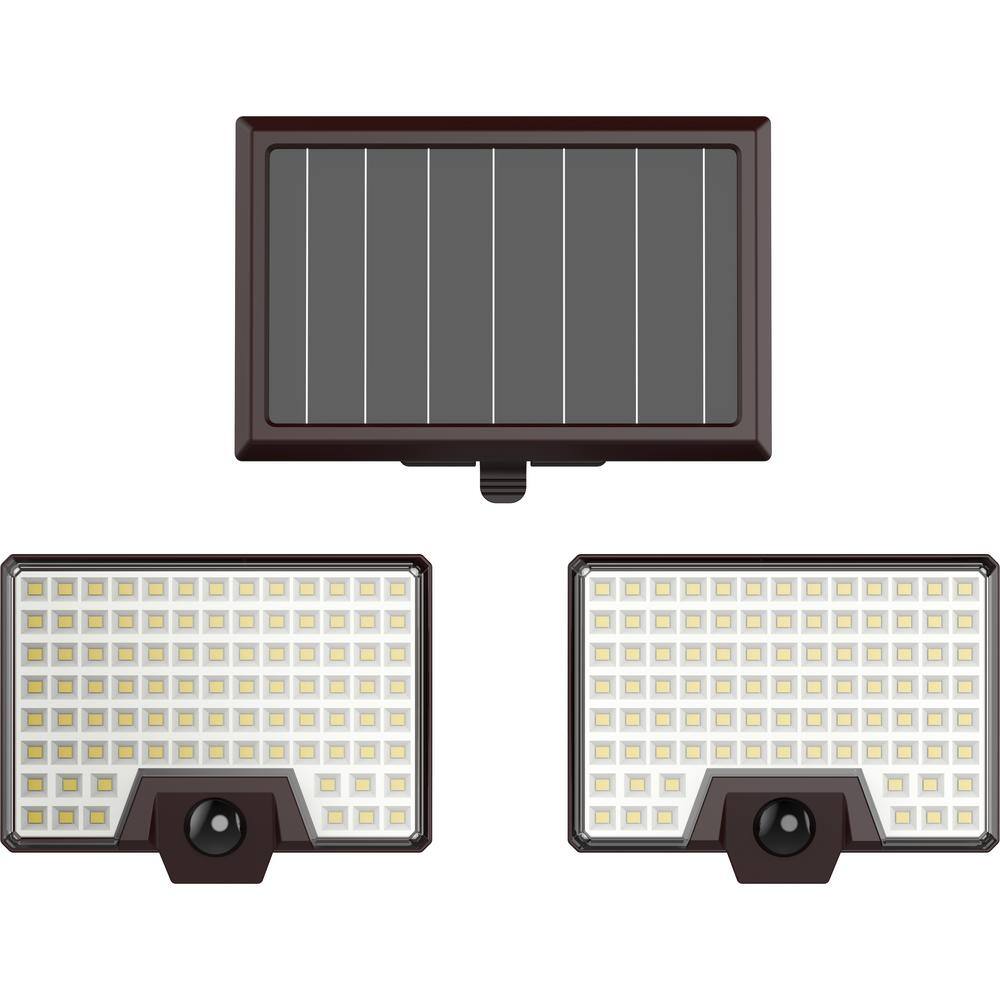 Pinegreen Lighting 2-Head 8-Watt Motion Activated 1000 Lumen LED Brown Solar Outdoor Area Light CL-SM1000L-2H