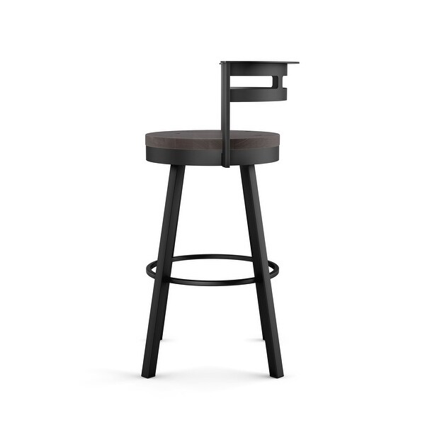 Amisco Vector Swivel Counter Stool with Distressed Wood Seat