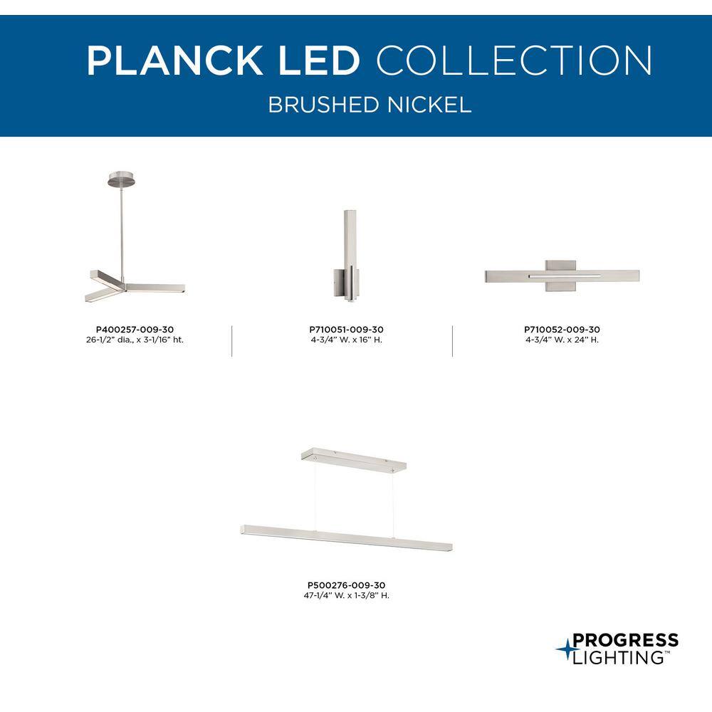 Progress Lighting Planck LED 1-Light Brushed Nickel LED Pendant P500276-009-30