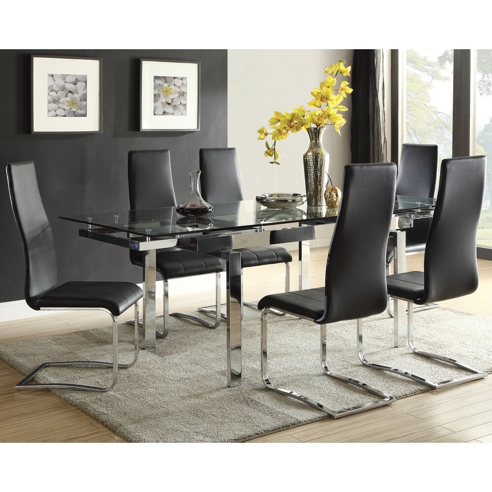 Modern Design Expandable Glass Top Dining Set