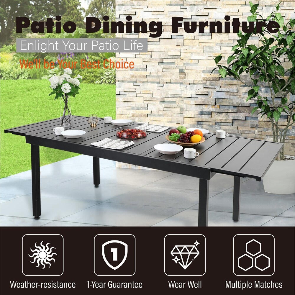 7 PCS Outdoor Patio Dining Set  6 Spring Motion Chairs  1 Rectangular Expandable Table