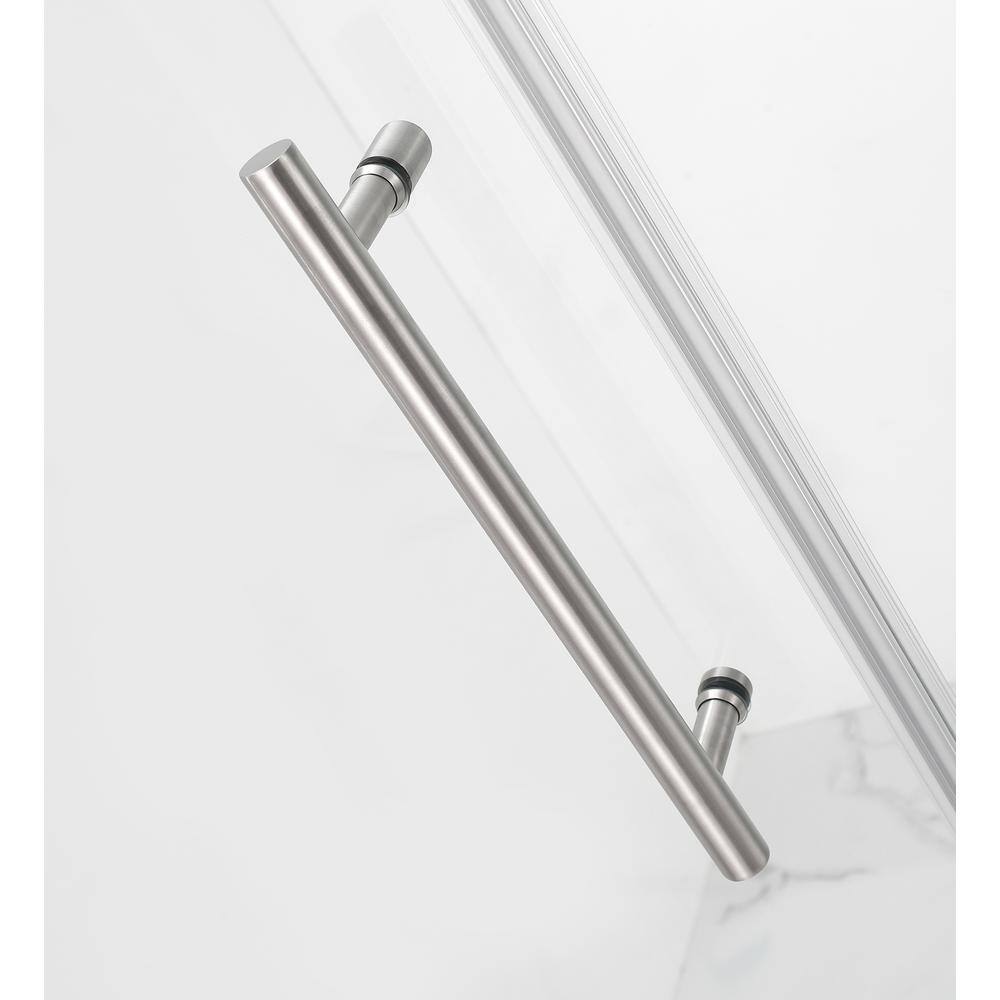 Aston BelmoreGS 59.25 in. to 60.25 in. x 60 in. Frameless Hinged Tub Door with Glass Shelves in Stainless Steel TDR960EZ-SS-60-10