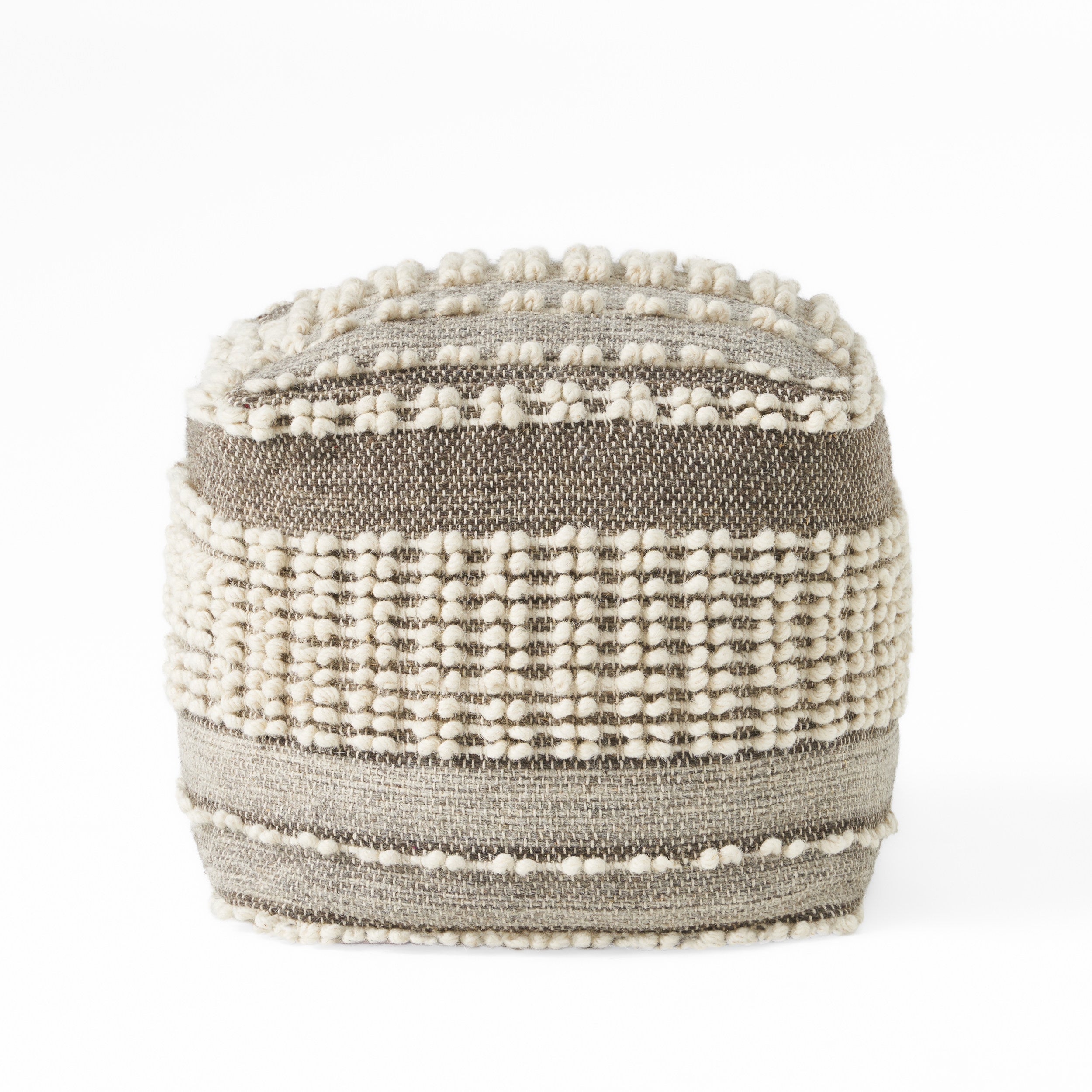 Amiriah Boho Wool and Cotton Ottoman Pouf