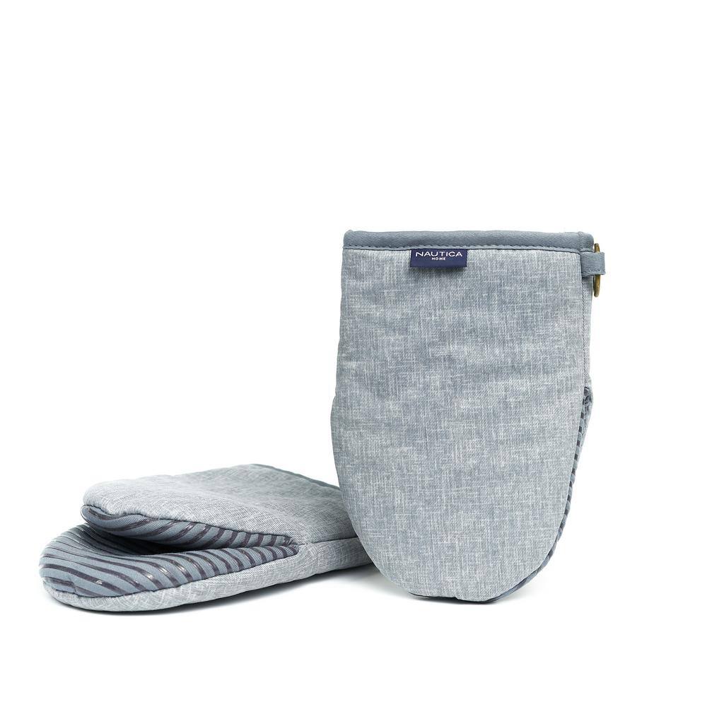 Nautica Grey 100% Cotton Mini Oven Mitts With Silicone Palm (Set of 2) NAN013848