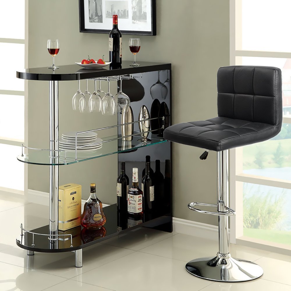 Lacoo Adjustable Armless Swivel Bar Stools with PU Leather