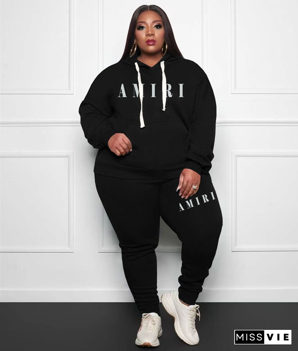 Plus Size Hoodies Sweatshirt Joggers Pants Suit