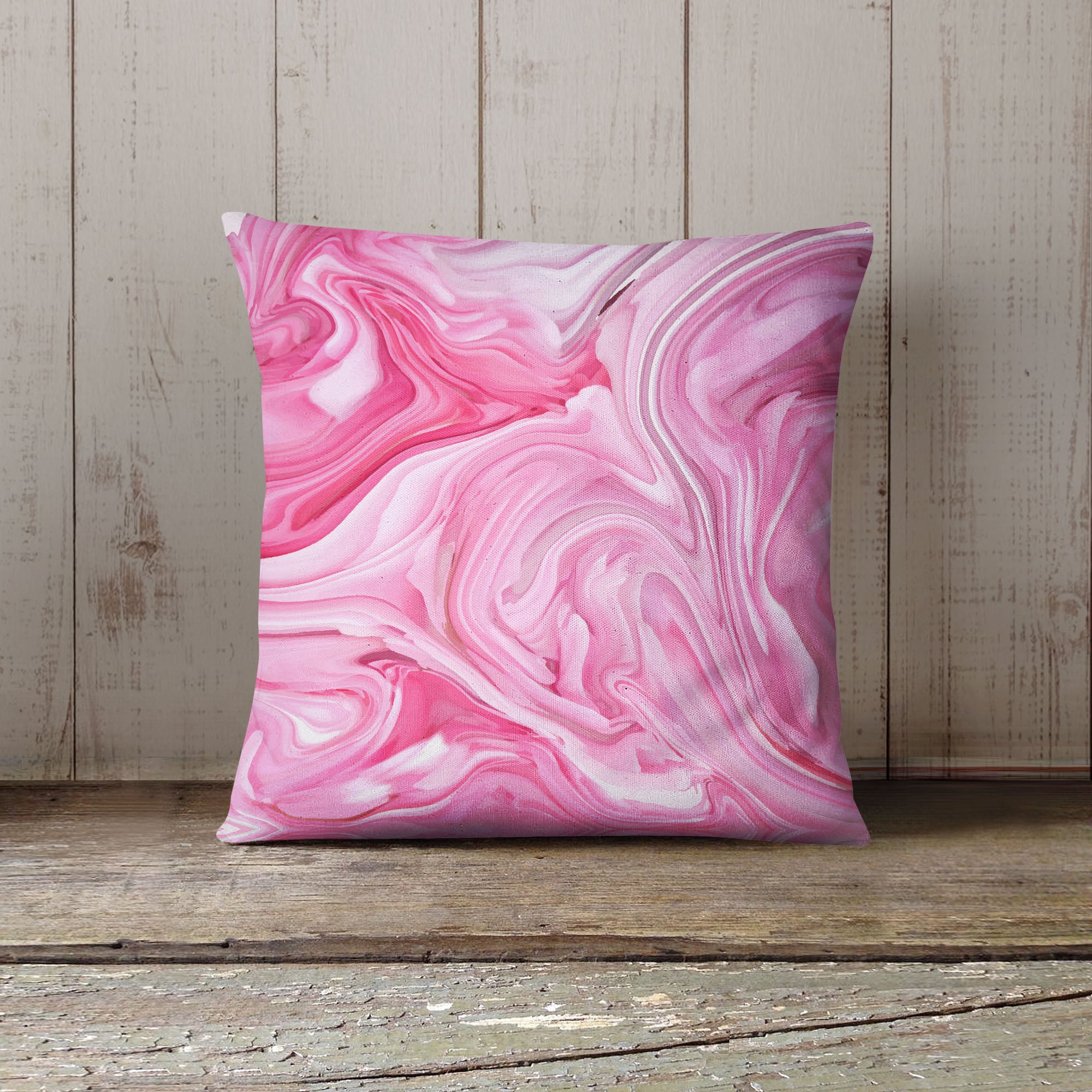 Pink Marble Outdoor Pillow by Kavka Designs