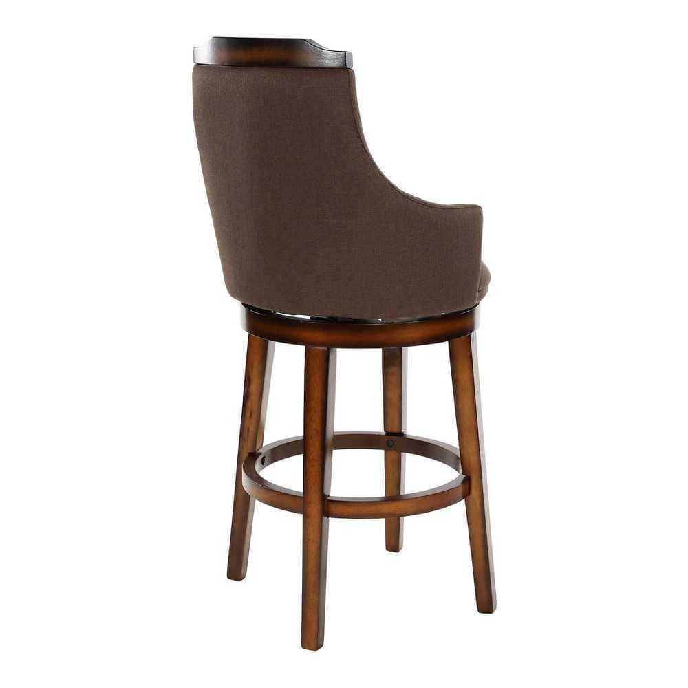 EVERGLADE HOME Toulon 45 in. Burnished Oak Full Back Wood Frame Swivel Pub Height Bar Stool with Fabric Seat (Set of 2) LX-5447-29FAS