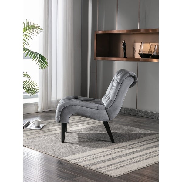 Accent Living Room Chair Leisure Chair with Rubber Wood Legs， Curved Armless Chairs Living Room Chairs for Small Spaces