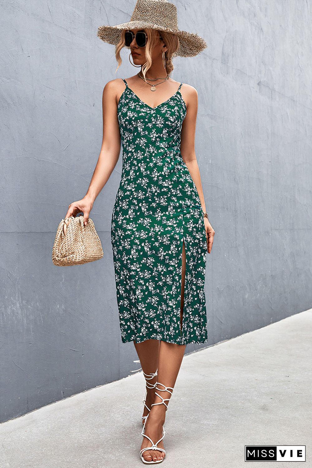 Bohemia Style Floral Print Slip Dress Wholesale