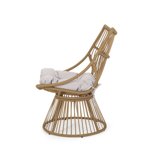 2pk Caryl Outdoor Wicker High Back Beach Lounge Chairs With Cushions Light Brown beige Christopher Knight Home