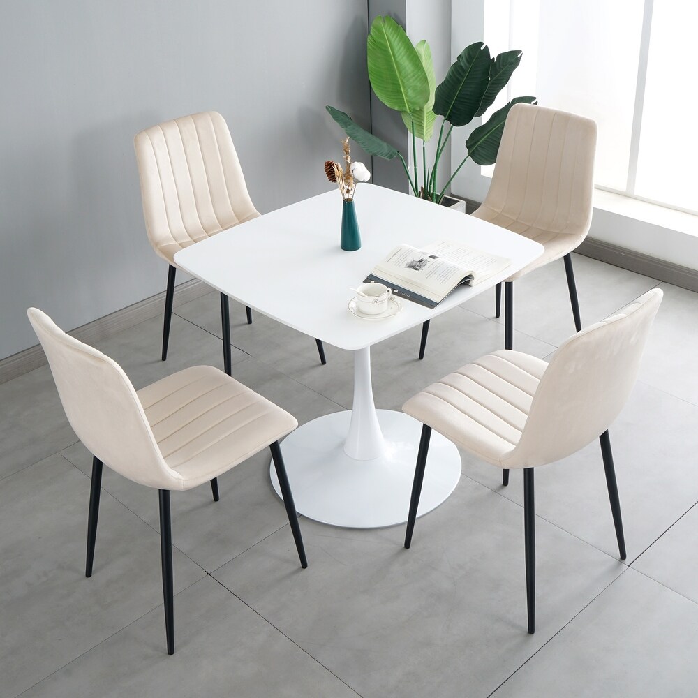 Set of 4 Upholstered Velvet Modern Dining Chair with Metal Legs